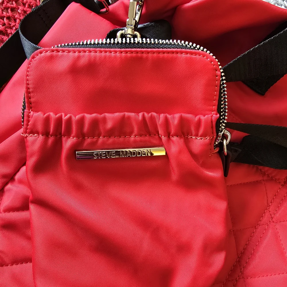 Steve Madden Quilted Bright Red Tote - Picture 3 of 10